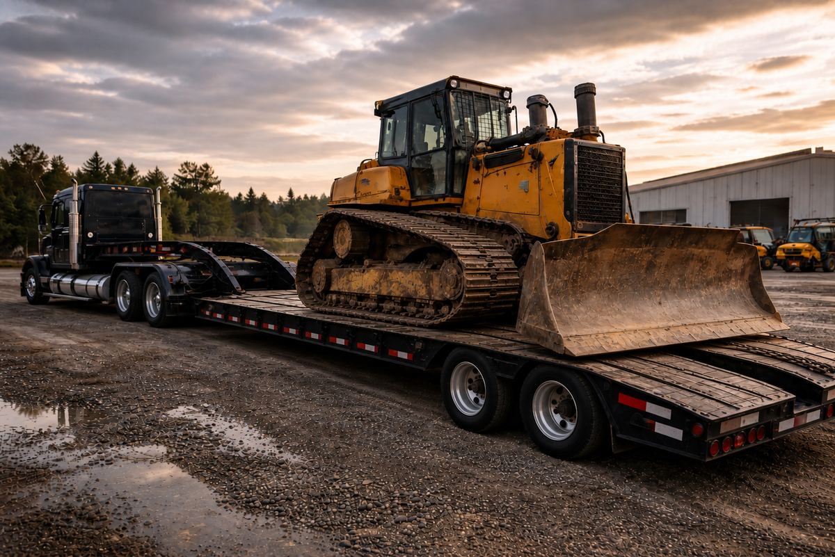 Generated placeholder image of heavy equipment hauling quote planning