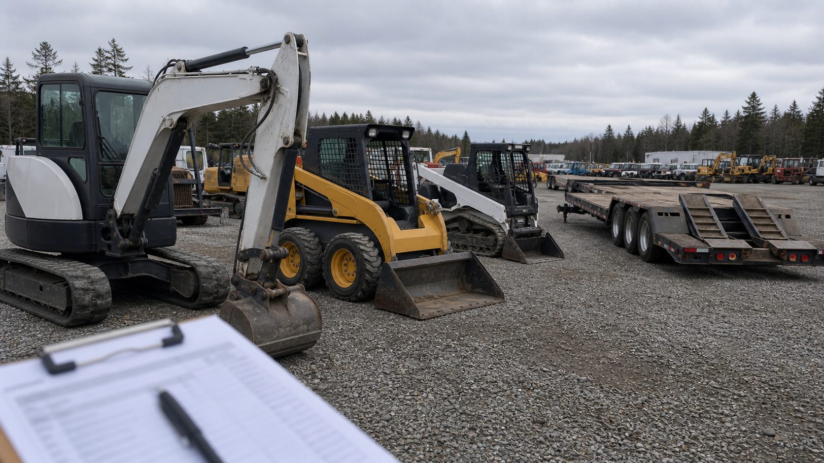 Release and yard context before auction equipment pickup for auction pickup transport planning.