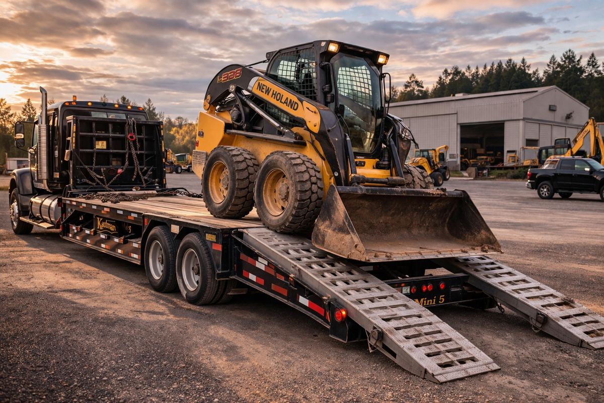 Skid steer transport in Nova Scotia.